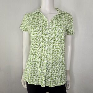 Weird Fish Polo Collared Womens US6 UK10 Short Sl Green Butterfly Organic Cotton